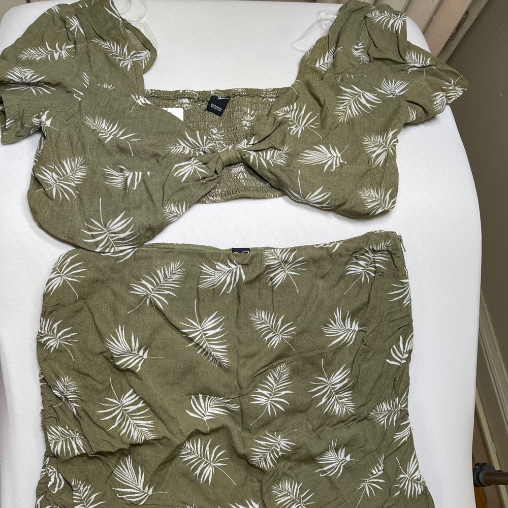 Olive Green Skirt Set
